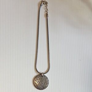 Brighton Silver-Tone Filigree Round Pendant Necklace